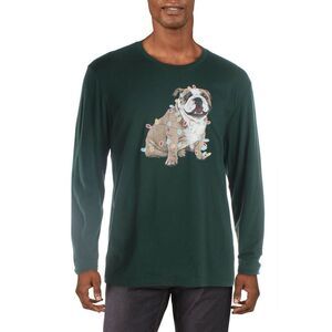 CLUBROOM Mens Green Graphic Cotton T-Shirt L